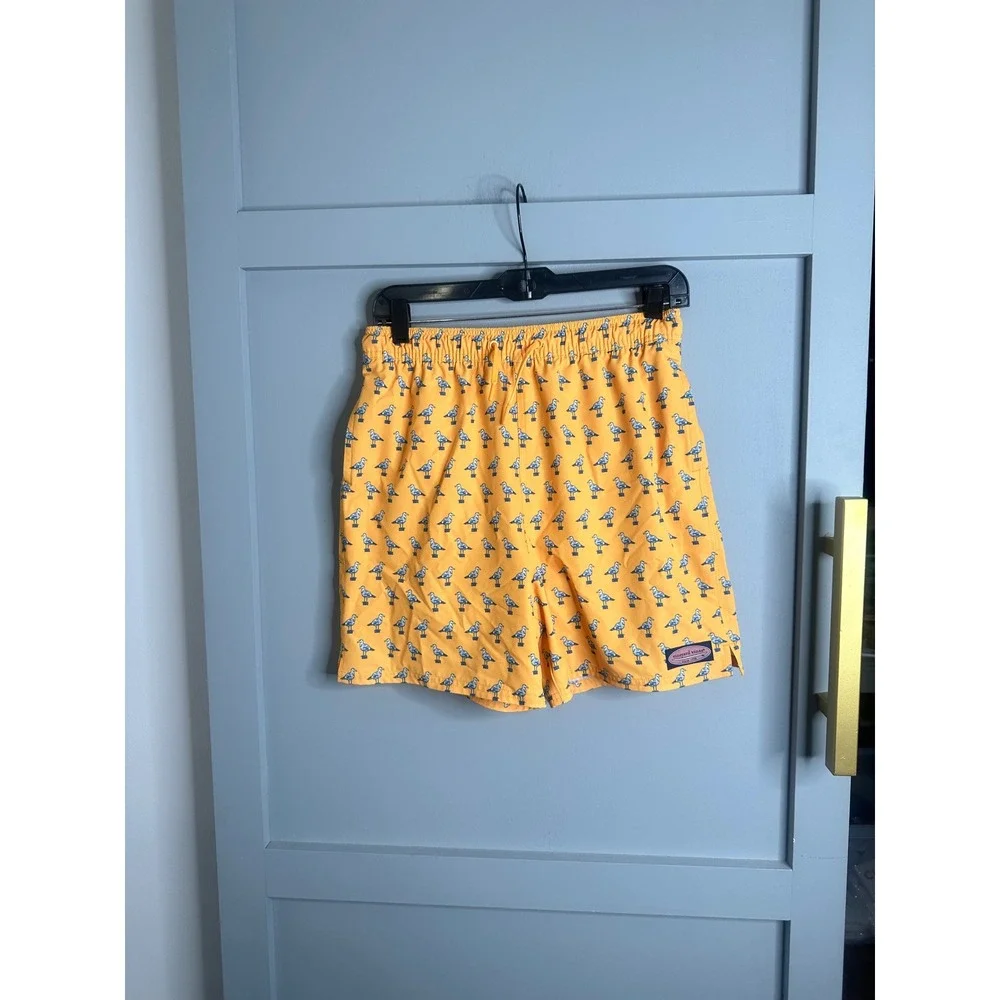 Vineyard Vines Mens Yellow Seagull Print Swim Trunks Board Shorts XL 3M001197